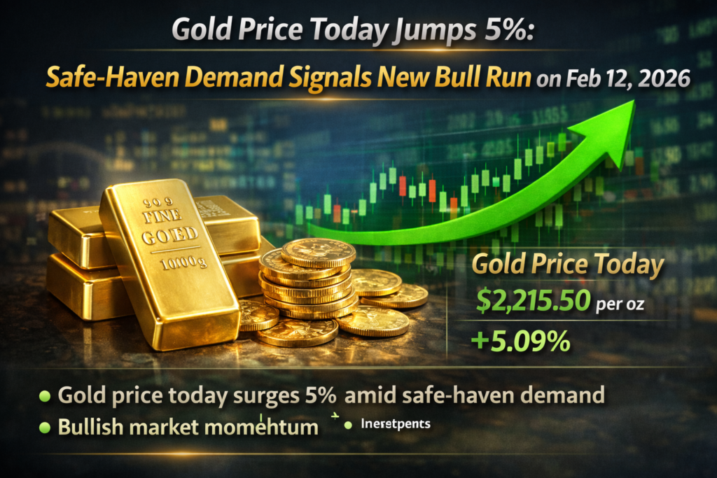 Gold price today jumps 5% as safe-haven demand signals a new bull run on February 12, 2026